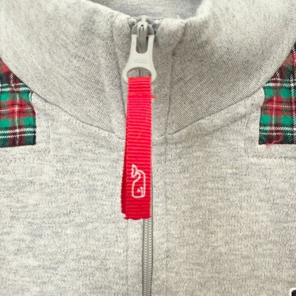 Women Vineyard Vines 1/4 Zip Pullover Sweatshirt Plaid Light Gray Size Large - Picture 5 of 9